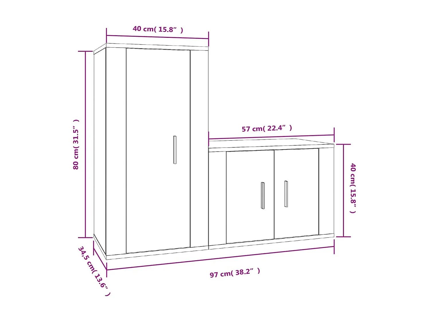 Ilke  Ensemble de meubles TV 2 pcs Sonoma gris Bois d'ingénierie