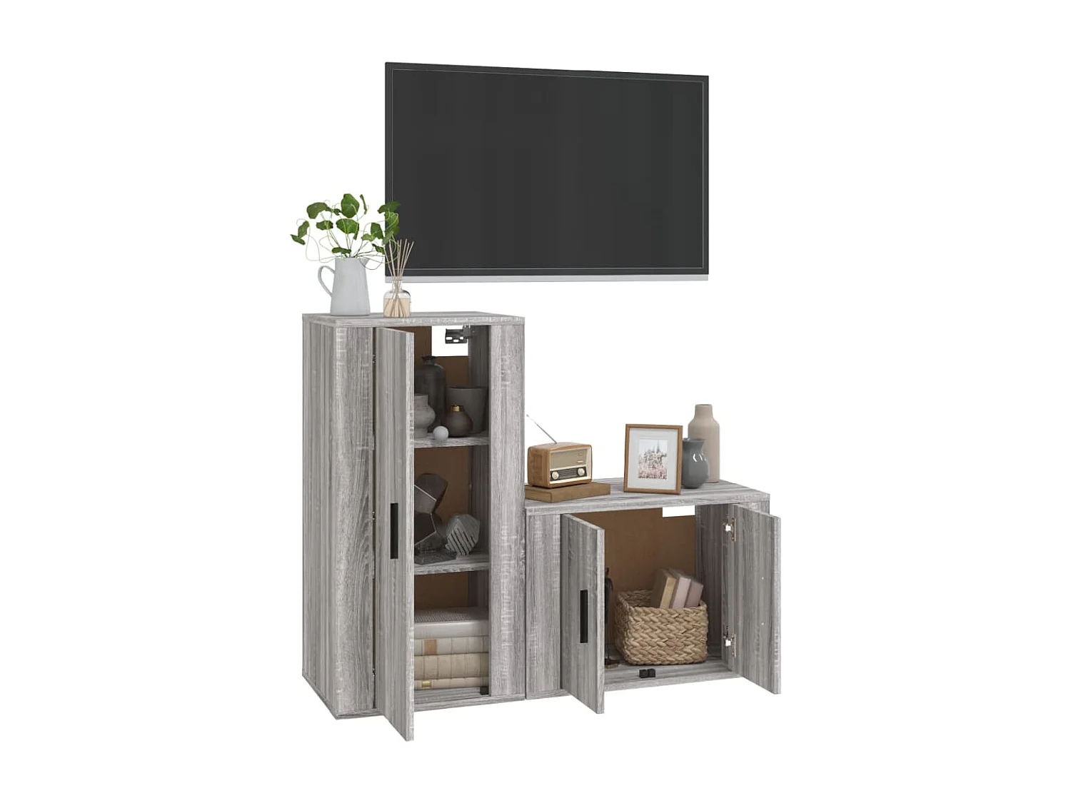 Ilke  Ensemble de meubles TV 2 pcs Sonoma gris Bois d'ingénierie