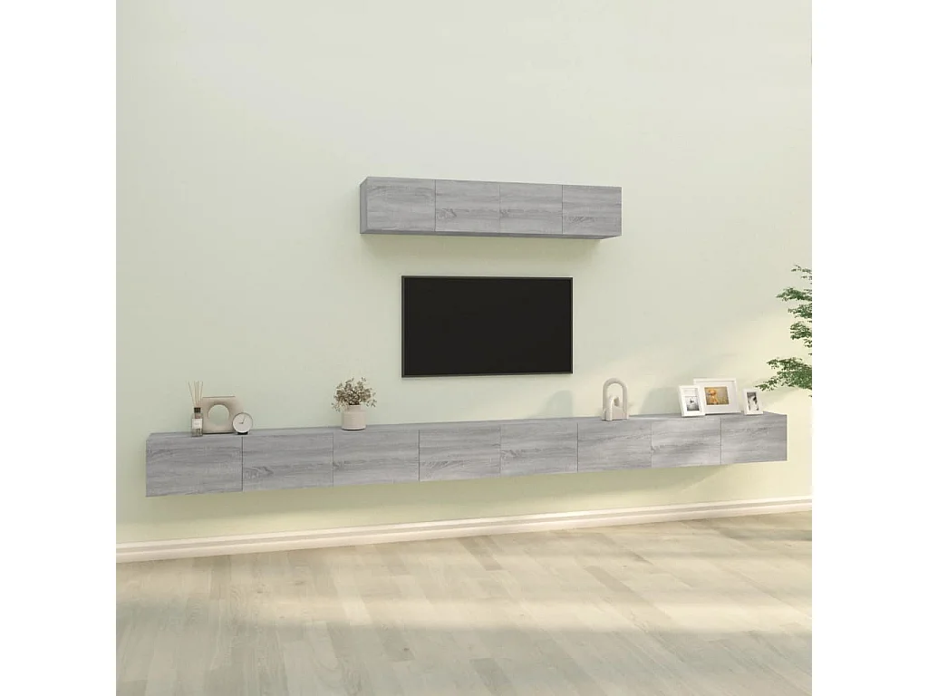 Juliette  Set de muebles para TV 6 pzas madera contrachapada gris Sonoma