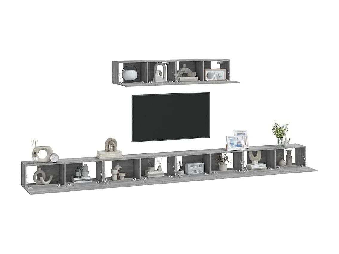 Juliette  Set de muebles para TV 6 pzas madera contrachapada gris Sonoma