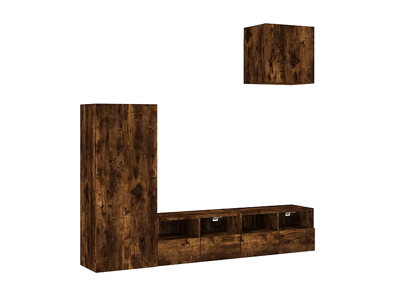 Brynir  Unités murales TV 4 pcs chêne fumé bois d'ingénierie