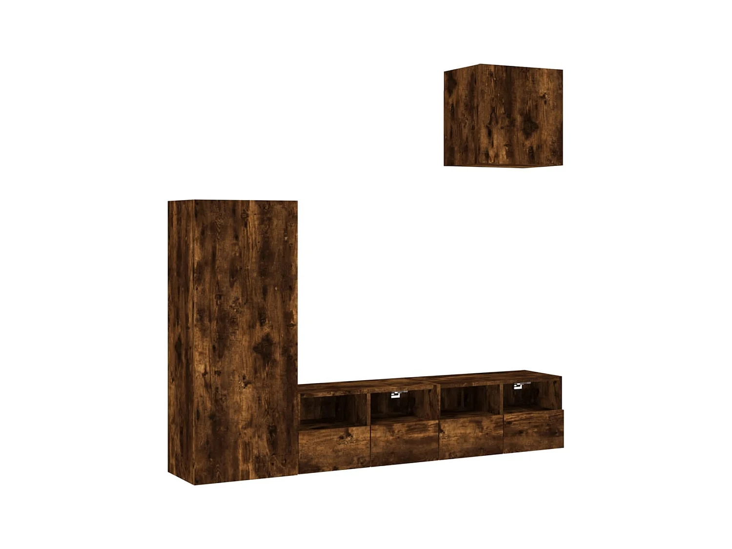 Brynir  4-delige Tv-wandmeubelset bewerkt hout gerookt eikenkleurig
