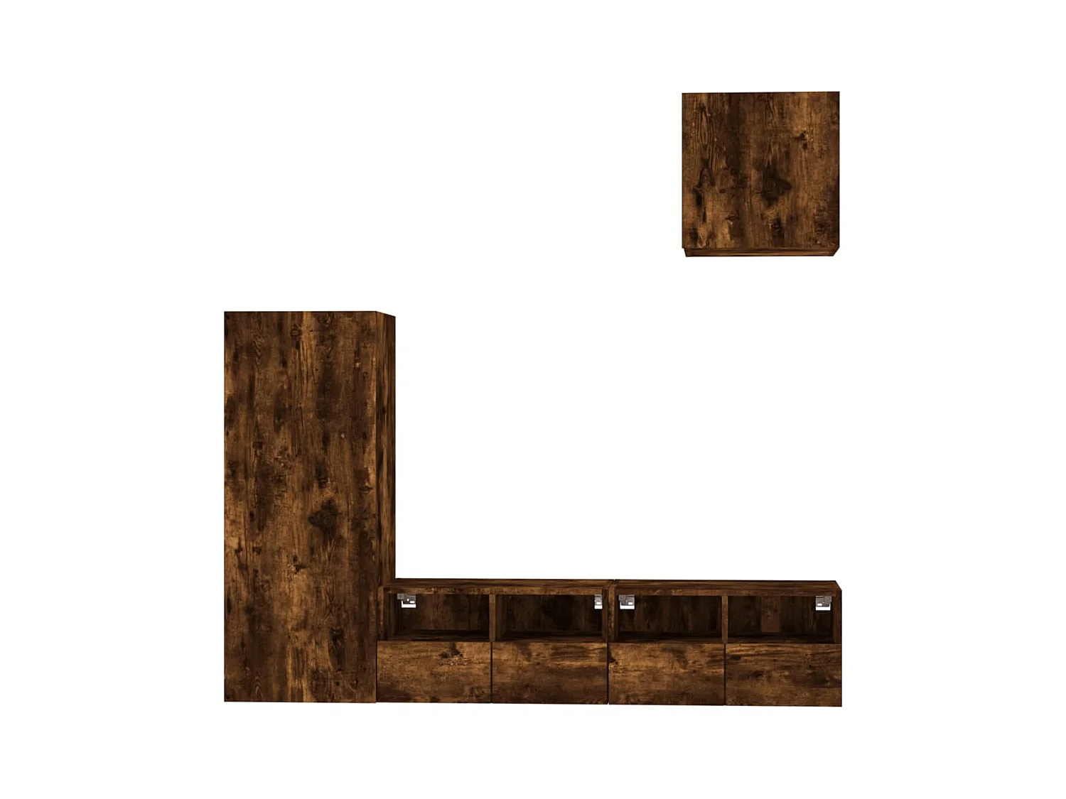 Brynir  4-delige Tv-wandmeubelset bewerkt hout gerookt eikenkleurig