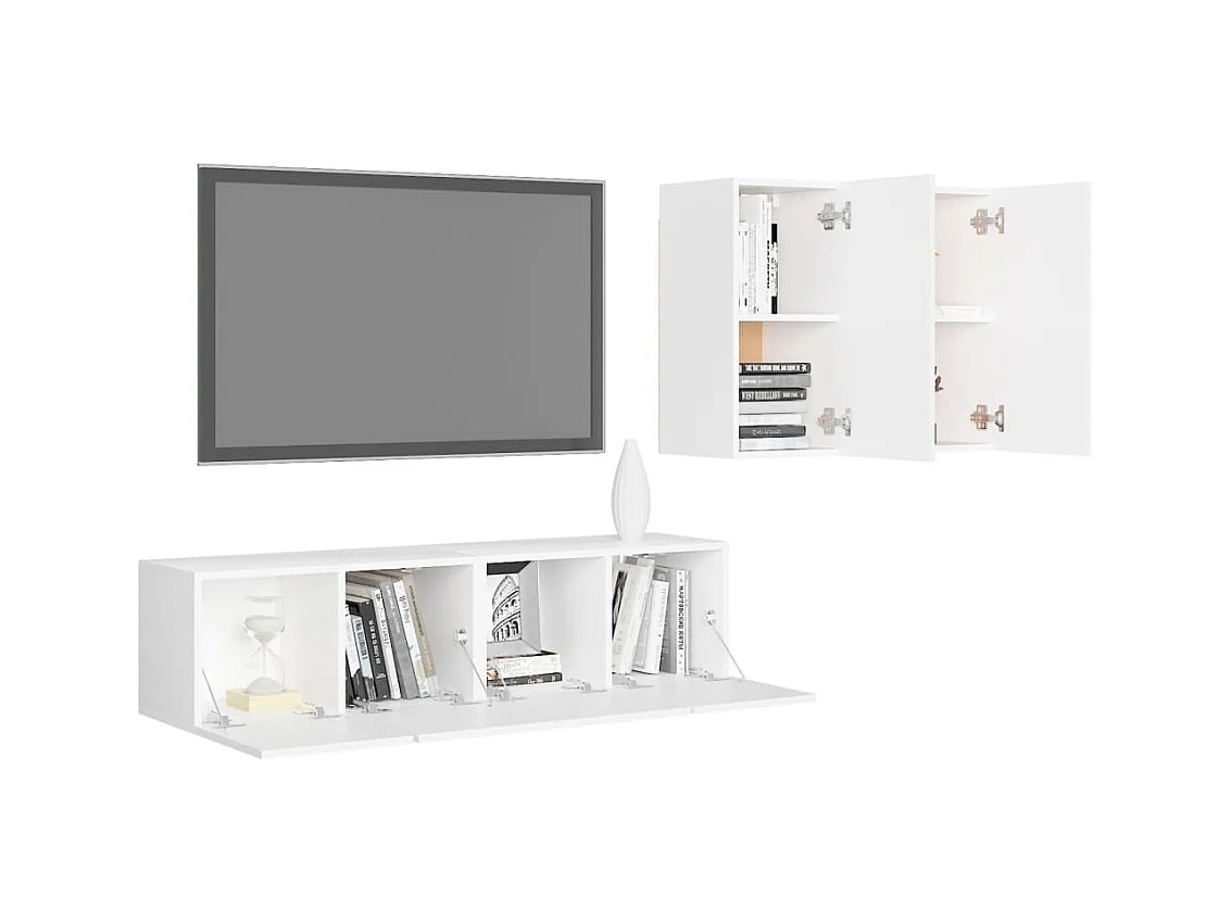 Bethany  Ensemble de meubles TV 4 pcs Blanc Bois d'ingénierie