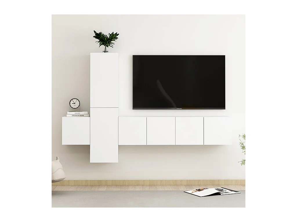 Daingean  Ensemble de meubles TV 5 pcs Blanc Bois d'ingénierie