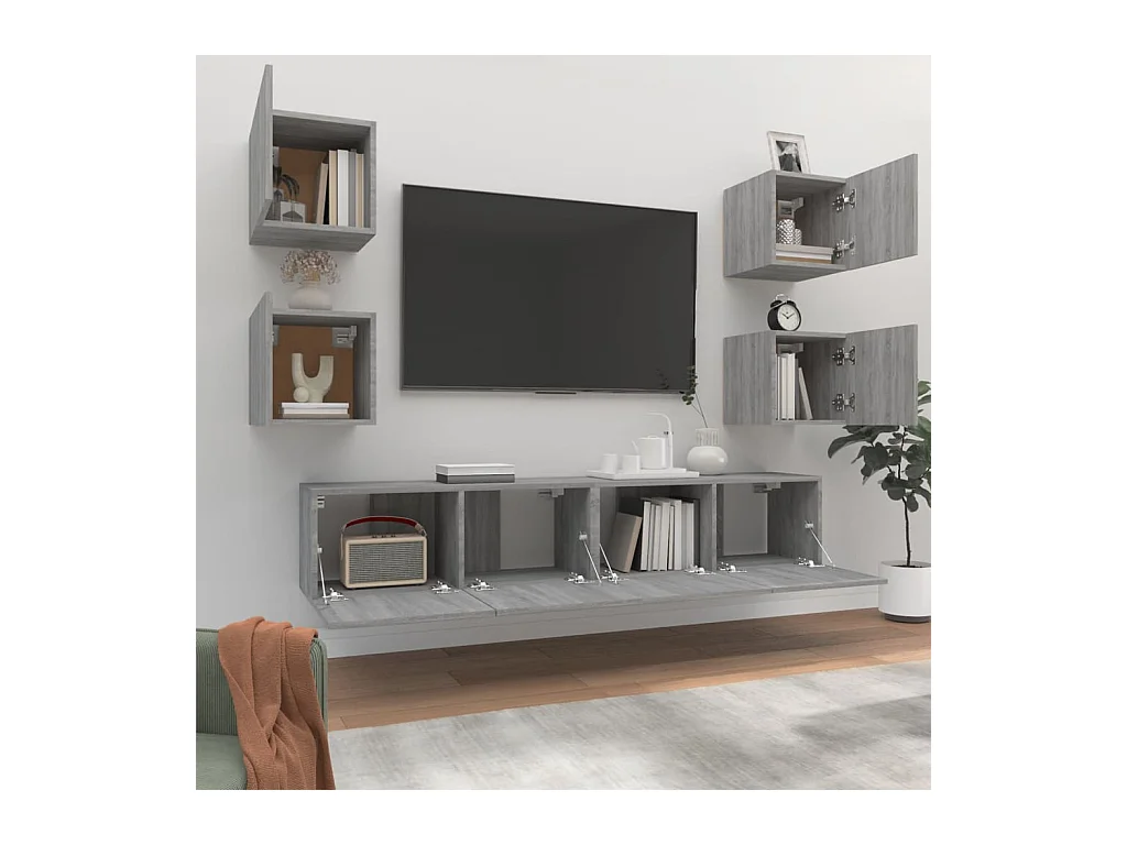 Azra  Ensemble de meubles TV 6 pcs Sonoma gris Bois d'ingénierie
