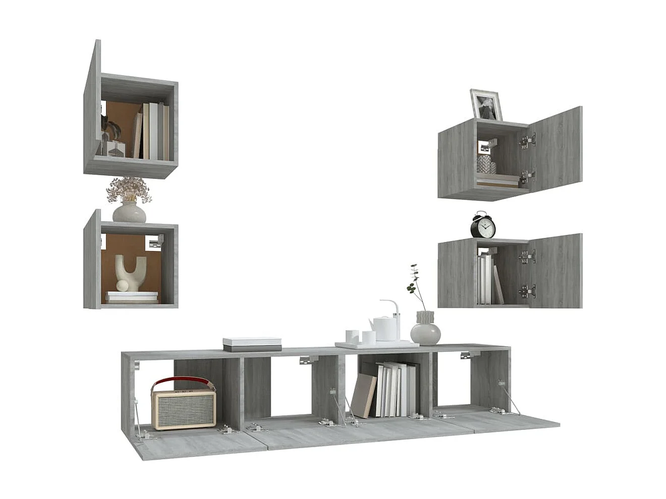 Azra  Set de muebles para TV 6 pzas madera contrachapada gris Sonoma