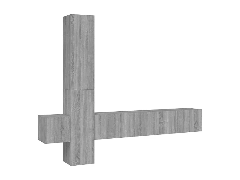 Pontarlier  5-delige Tv-meubelset bewerkt hout grijs sonoma eikenkleurig