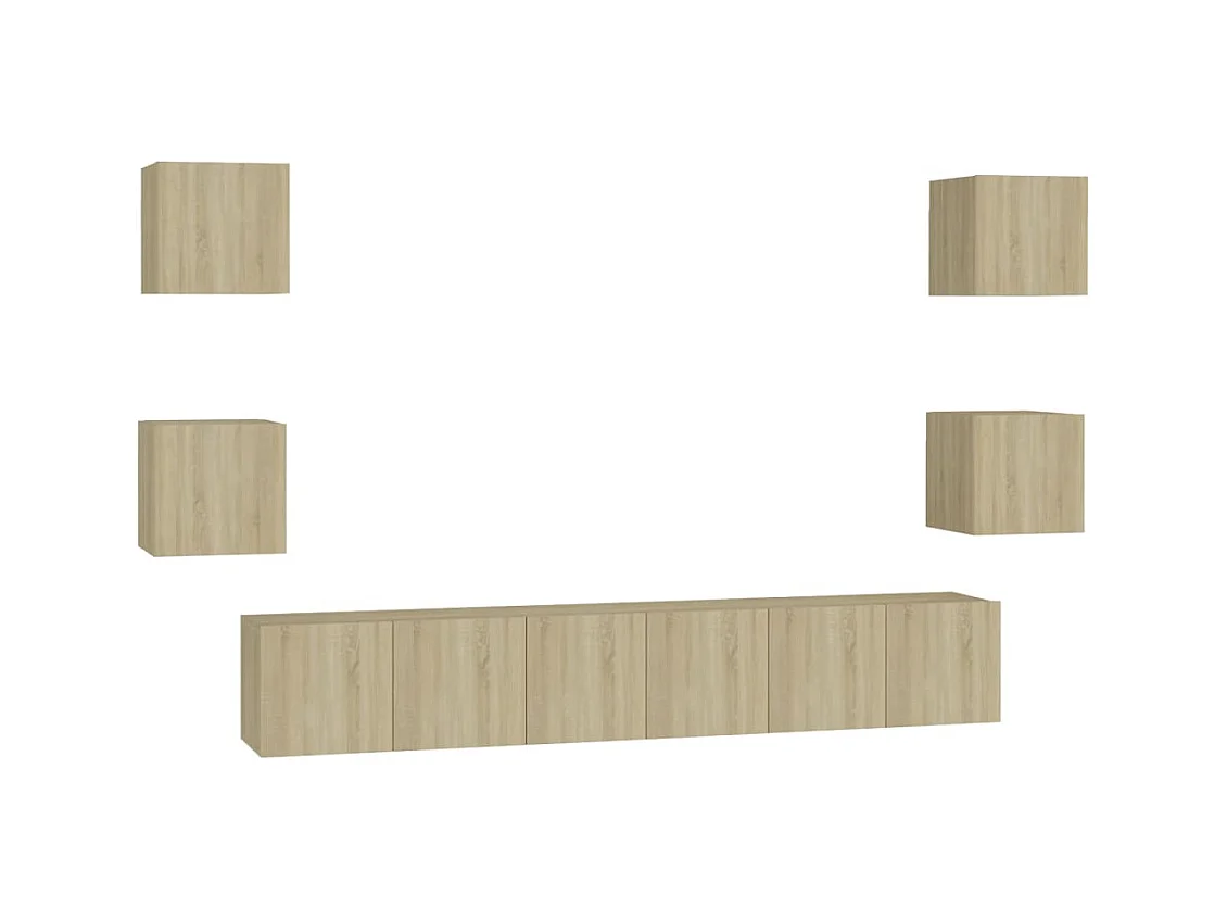 Iseline  Ensemble de meubles TV 7 pcs Chêne sonoma Bois d'ingénierie