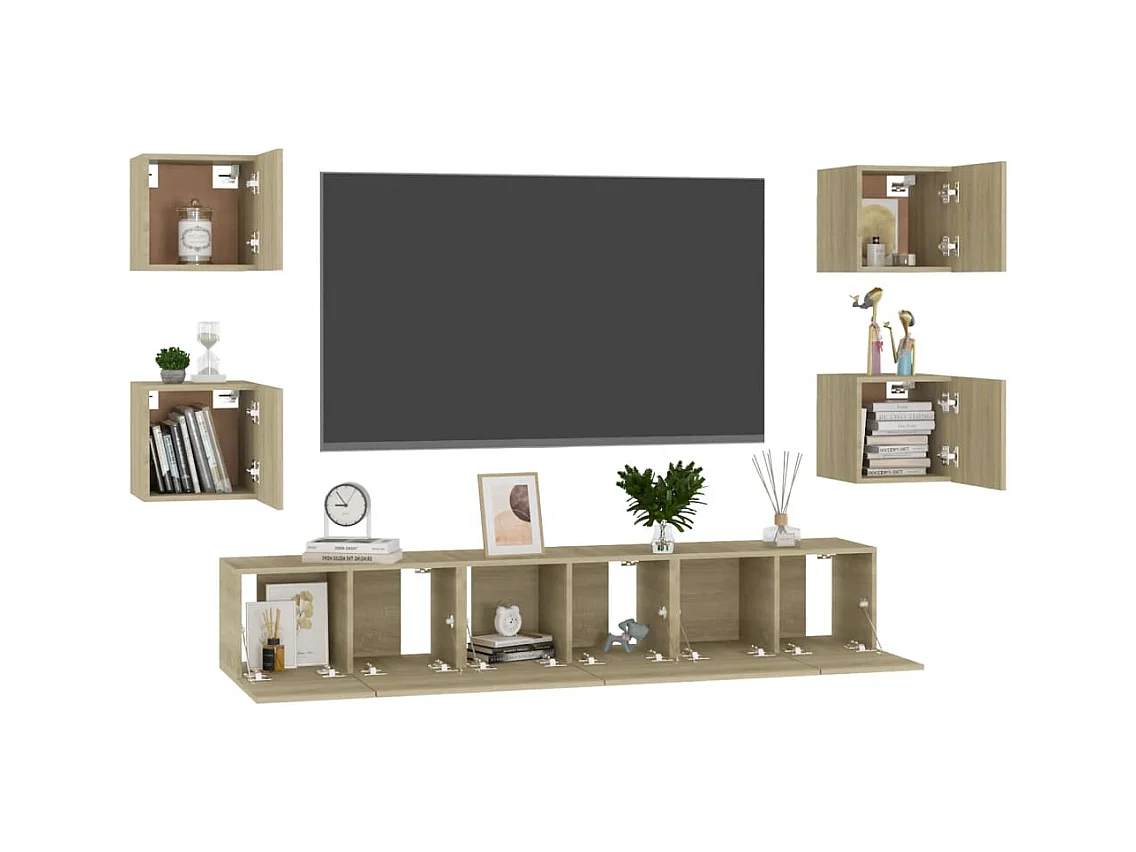 Iseline  Ensemble de meubles TV 7 pcs Chêne sonoma Bois d'ingénierie