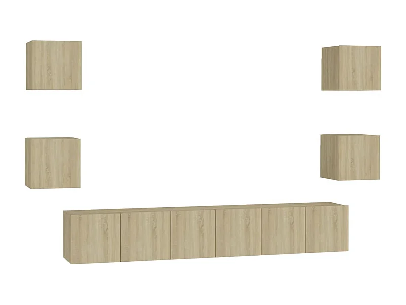 Iseline  Set muebles de salón TV 7 pzas madera ingeniería roble Sonoma