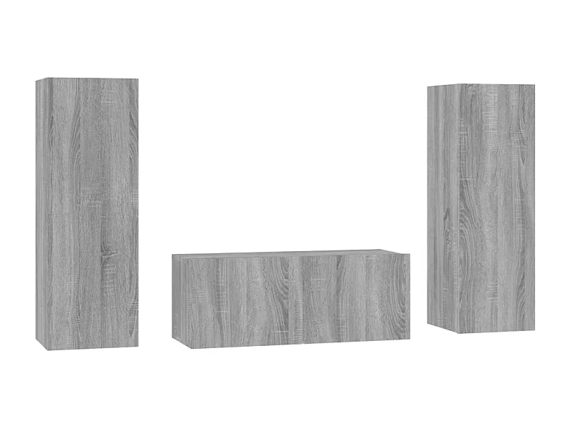 Deadwood  3-delige Tv-meubelset bewerkt hout grijs sonoma eikenkleurig