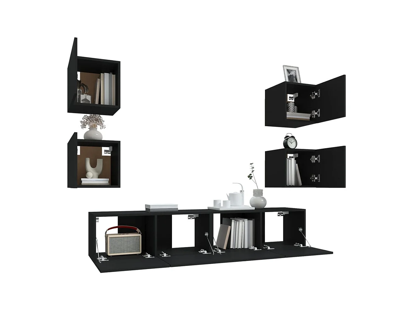 Azra  Ensemble de meubles TV 6 pcs Noir Bois d'ingénierie