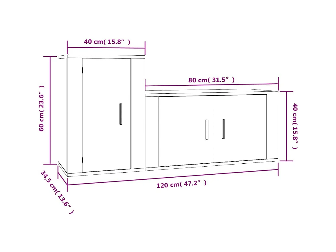 Daniela  Ensemble de meubles TV 2 pcs chêne sonoma bois d'ingénierie