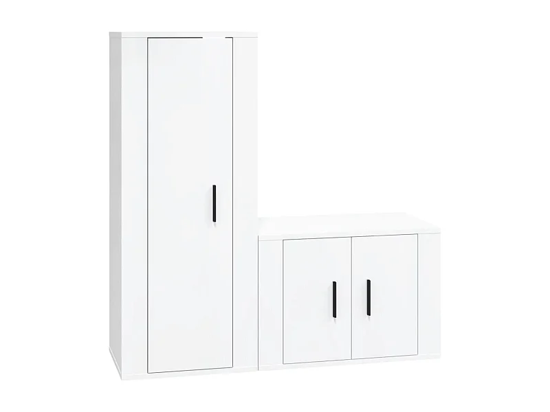 Vidir  Ensemble de meubles TV 2 pcs blanc brillant bois d'ingénierie