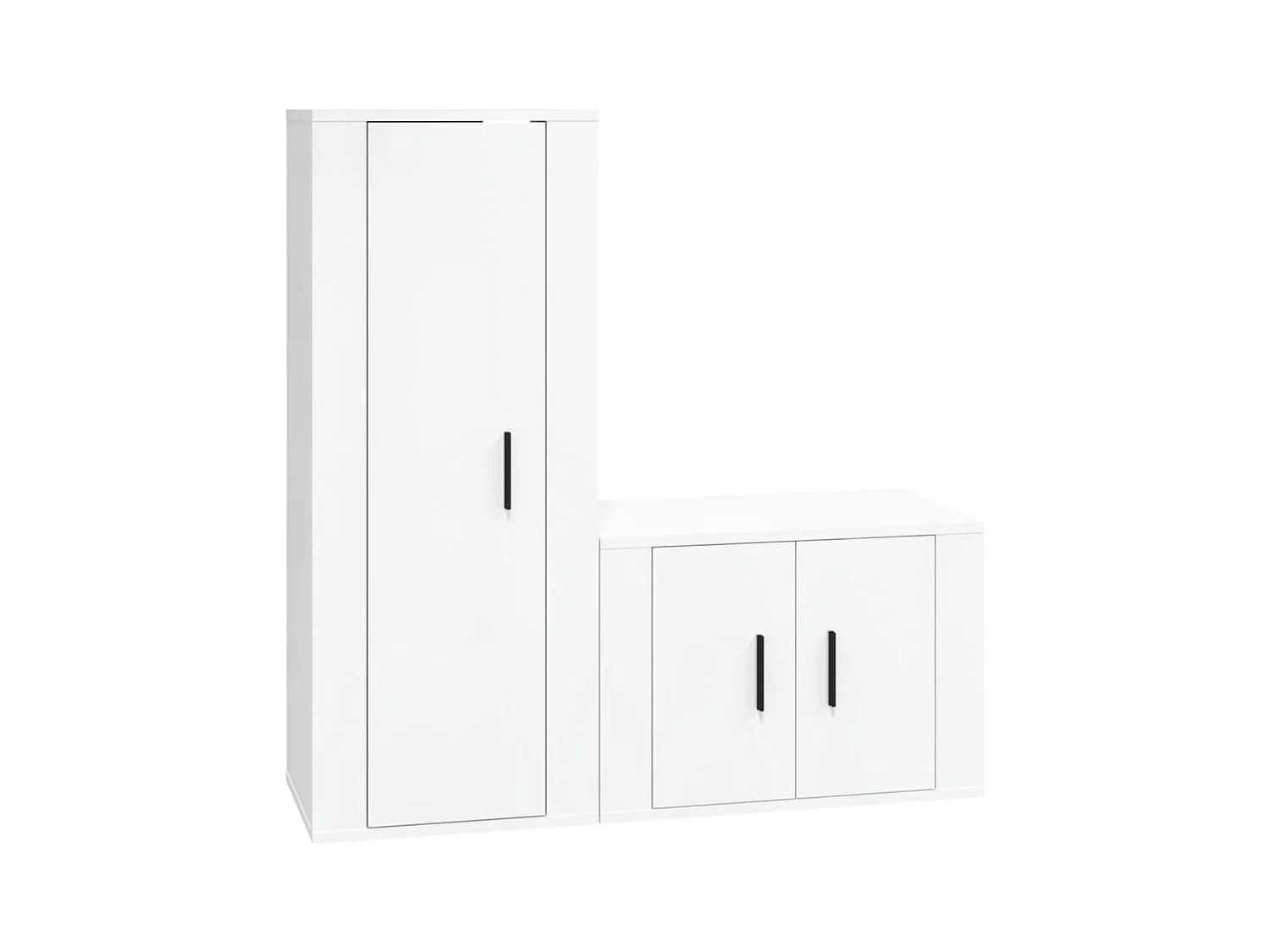 Vidir  Ensemble de meubles TV 2 pcs blanc brillant bois d'ingénierie