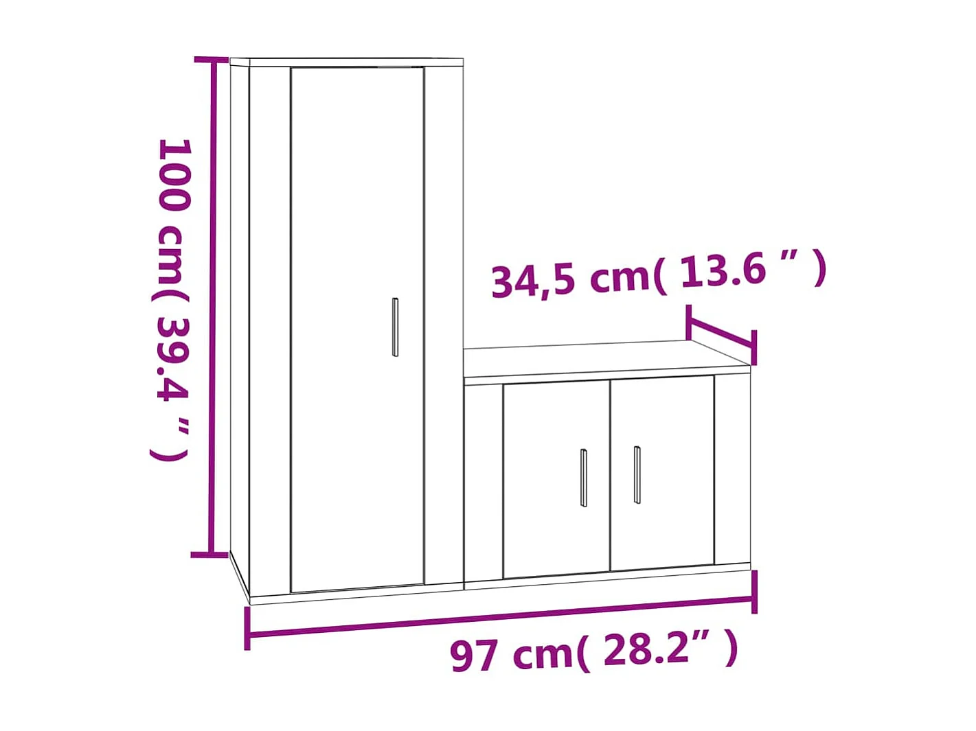 Vidir  Ensemble de meubles TV 2 pcs blanc brillant bois d'ingénierie