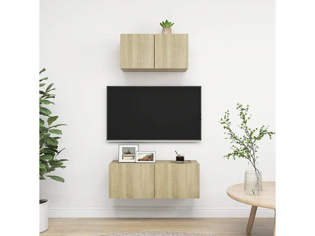 Olivia  Ensemble de meuble TV 2 pcs Chêne sonoma Bois d'ingénierie