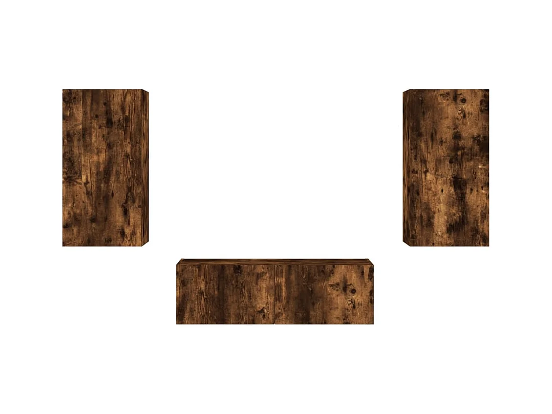 Chance  Meuble TV muraux 3 pcs avec lumières LED chêne fumé