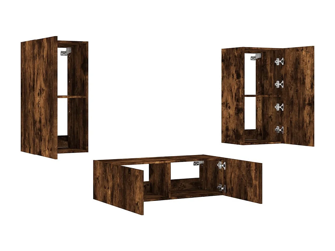 Chance  Meuble TV muraux 3 pcs avec lumières LED chêne fumé