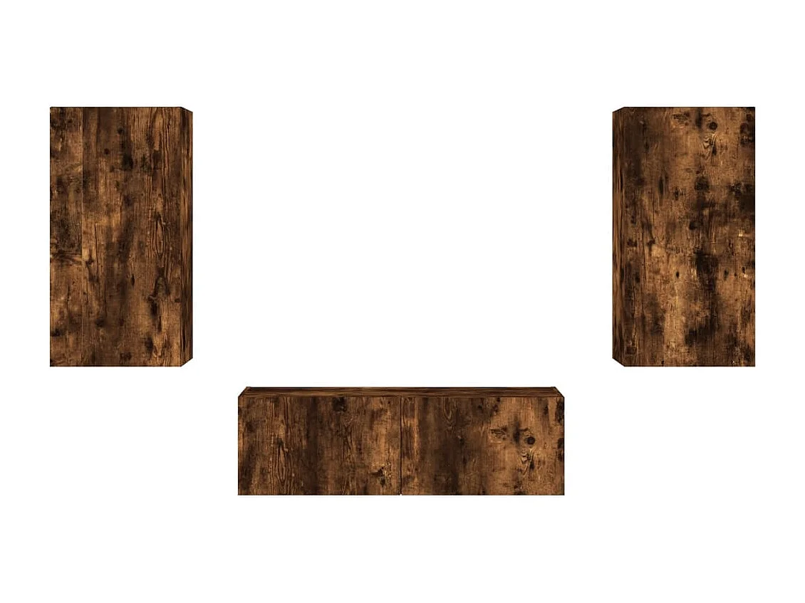 Chance  Meuble TV muraux 3 pcs avec lumières LED chêne fumé