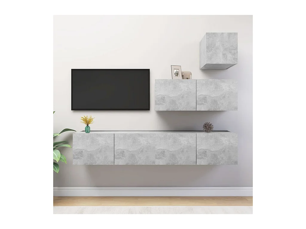 Antelope  Ensemble de meubles TV 4 pcs Gris béton Bois d'ingénierie