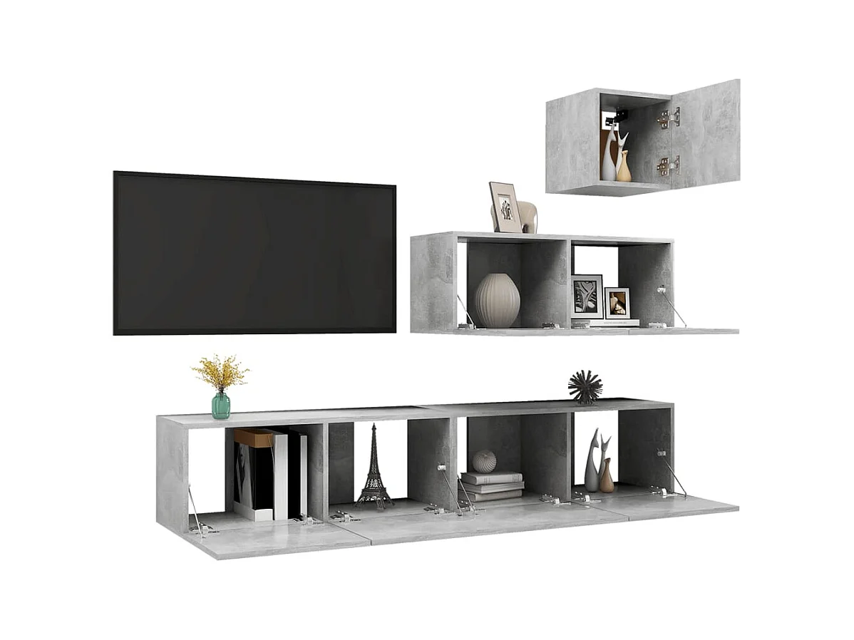Antelope  Ensemble de meubles TV 4 pcs Gris béton Bois d'ingénierie