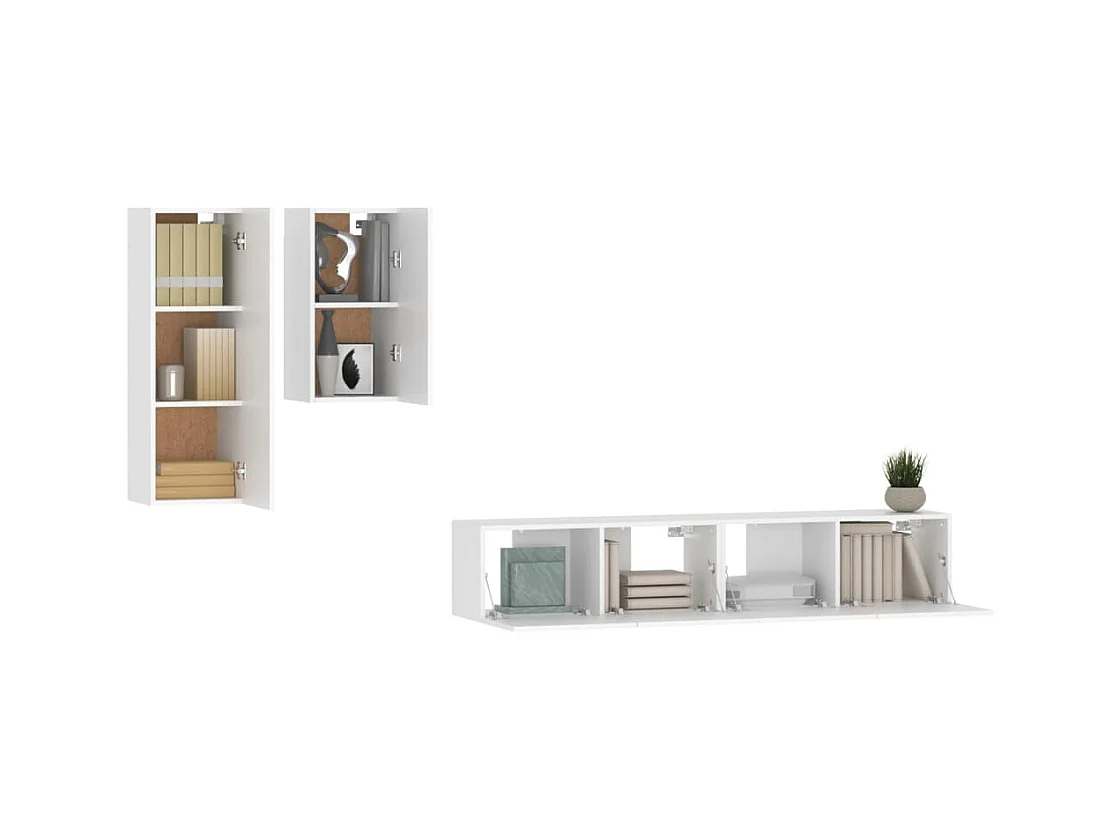 Mylan  Ensemble de meubles TV 4 pcs Blanc Bois d'ingénierie