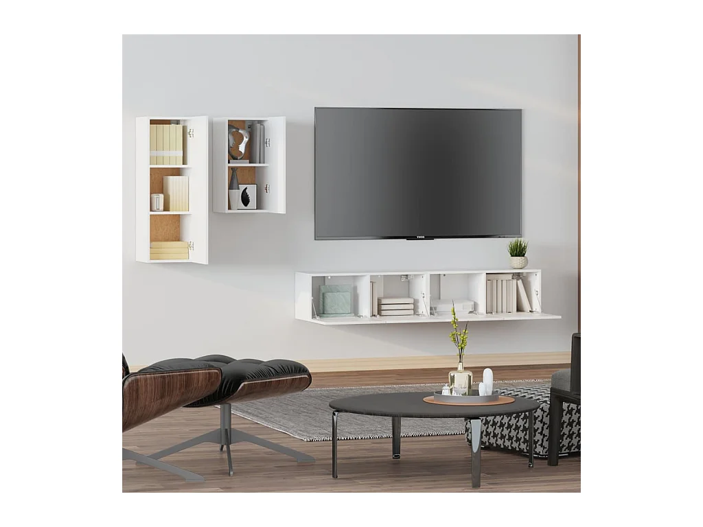 Mylan  Ensemble de meubles TV 4 pcs Blanc Bois d'ingénierie