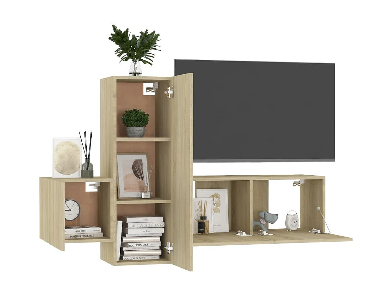 Daingean  Ensemble de meubles TV 3 pcs Chêne sonoma Bois d'ingénierie