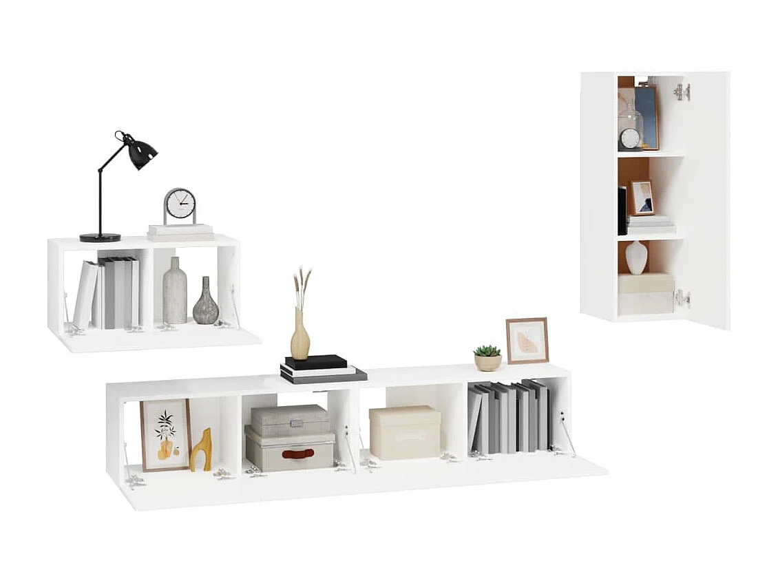 Elwin  Ensemble de meubles TV 4 pcs Blanc Bois d'ingénierie