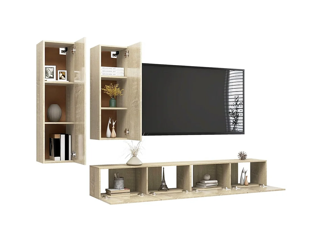 Maria  Ensemble de meubles TV 4 pcs Chêne sonoma Bois d'ingénierie