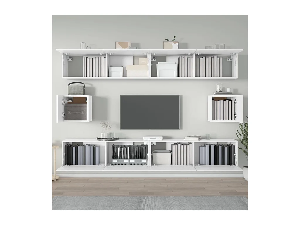 Hollola  Ensemble de meubles TV 6 pcs Blanc Bois d'ingénierie