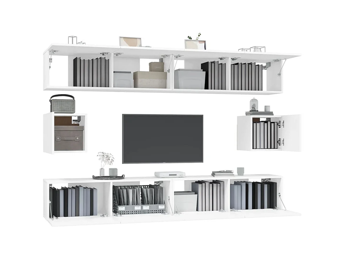 Hollola  Ensemble de meubles TV 6 pcs Blanc Bois d'ingénierie