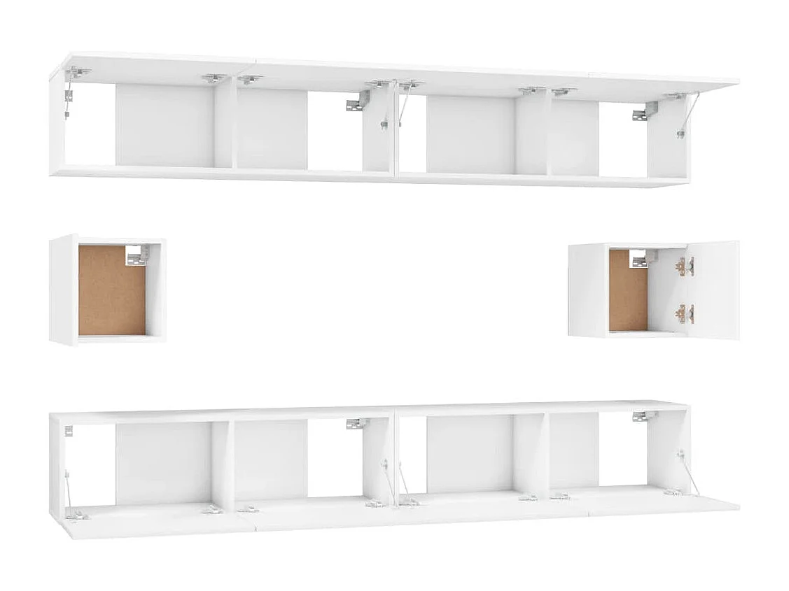 Hollola  6-delige Tv-meubelset bewerkt hout wit