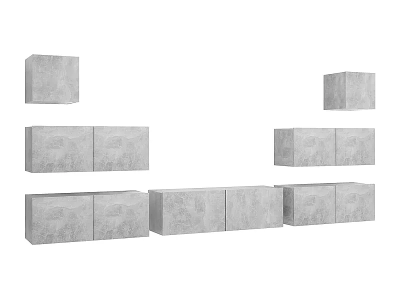 Vinton  Ensemble de meubles TV 7 pcs Gris béton Bois d'ingénierie