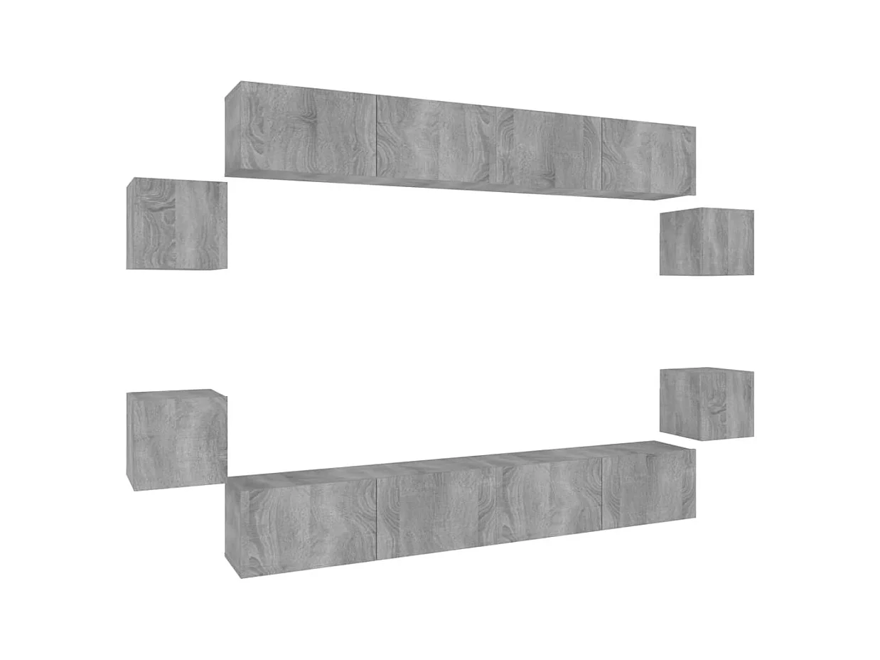 Clondalkin  Ensemble de meubles TV 8 pcs Sonoma gris Bois d'ingénierie