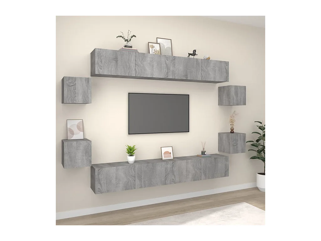 Clondalkin  Ensemble de meubles TV 8 pcs Sonoma gris Bois d'ingénierie