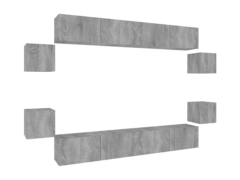 Clondalkin  Ensemble de meubles TV 8 pcs Sonoma gris Bois d'ingénierie
