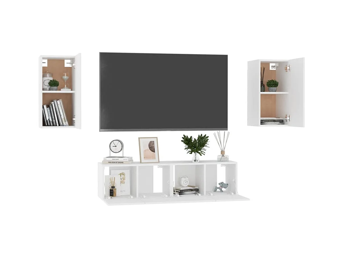 Sørbymagle  4-delige Tv-meubelset bewerkt hout wit