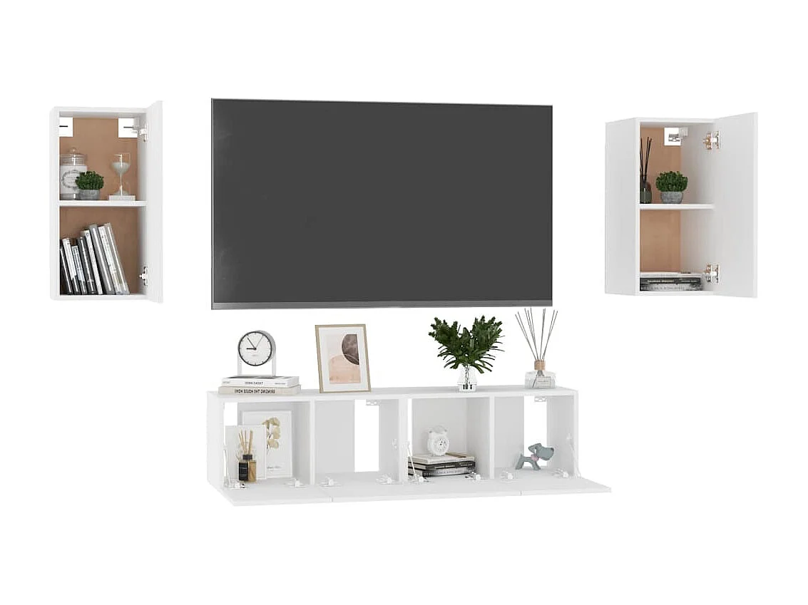 Sørbymagle  4-delige Tv-meubelset bewerkt hout wit