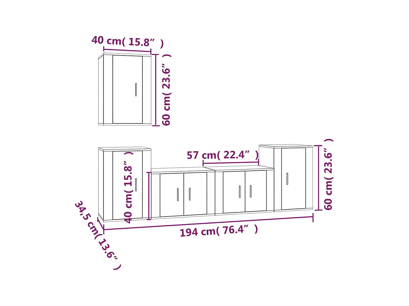 Korsholm  Ensemble de meubles TV 5 pcs Sonoma gris Bois d'ingénierie
