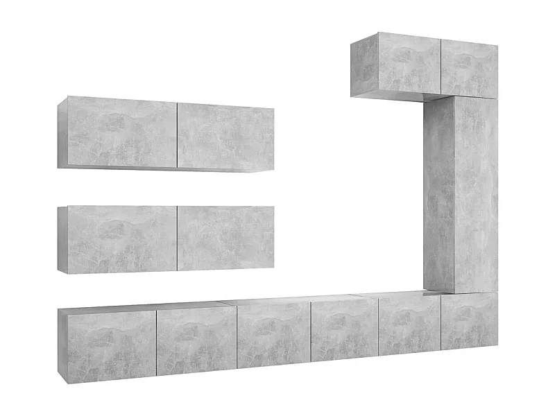 Lois  Ensemble de meubles TV 7 pcs Gris béton Bois d'ingénierie