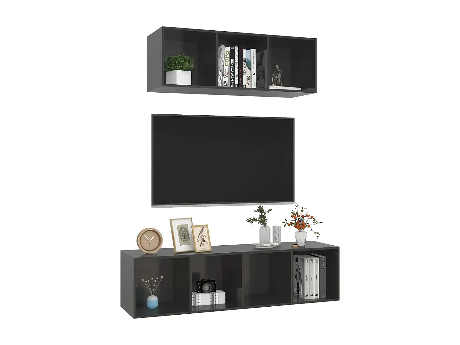 Odril  Ensemble de meubles TV 2 pcs Gris brillant Bois d'ingénierie