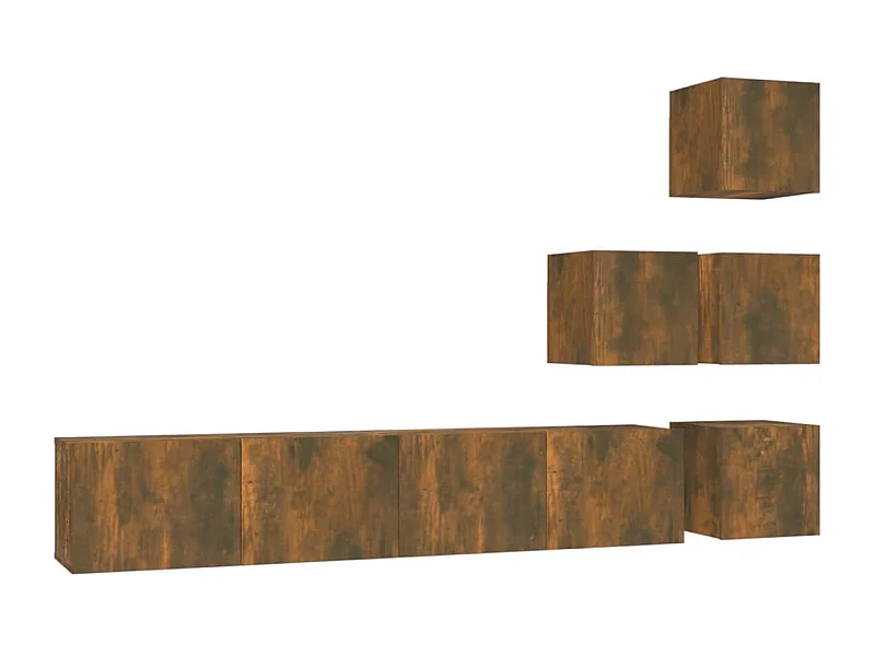 Helya  Meuble TV mural Chêne fumé Bois d'ingénierie