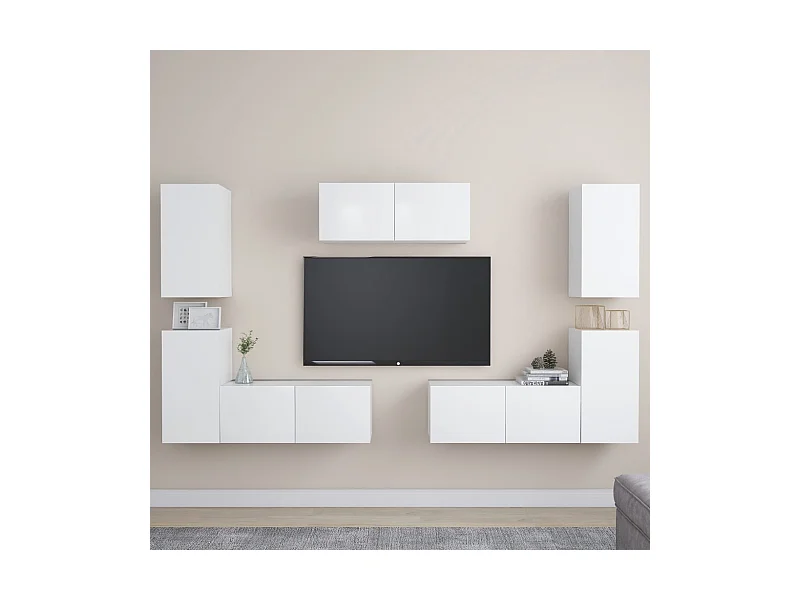 Monza  Ensemble de meubles TV 7 pcs Blanc Bois d'ingénierie