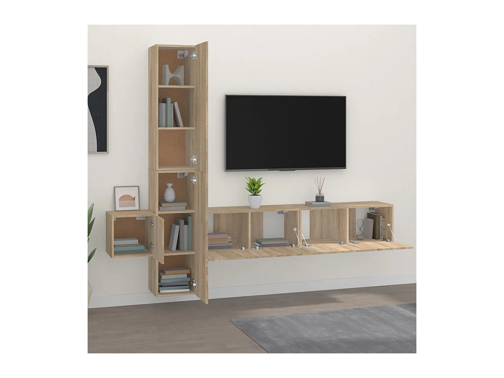 Pontarlier  Ensemble de meubles TV 5 pcs Chêne sonoma Bois d'ingénierie