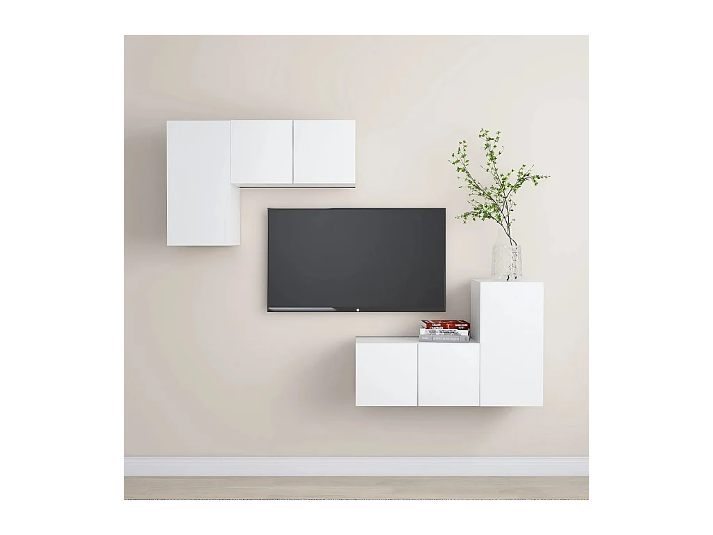 Chelles  Ensemble de meubles TV 4 pcs Blanc Bois d'ingénierie