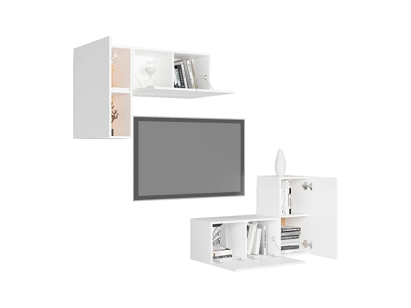 Chelles  Ensemble de meubles TV 4 pcs Blanc Bois d'ingénierie