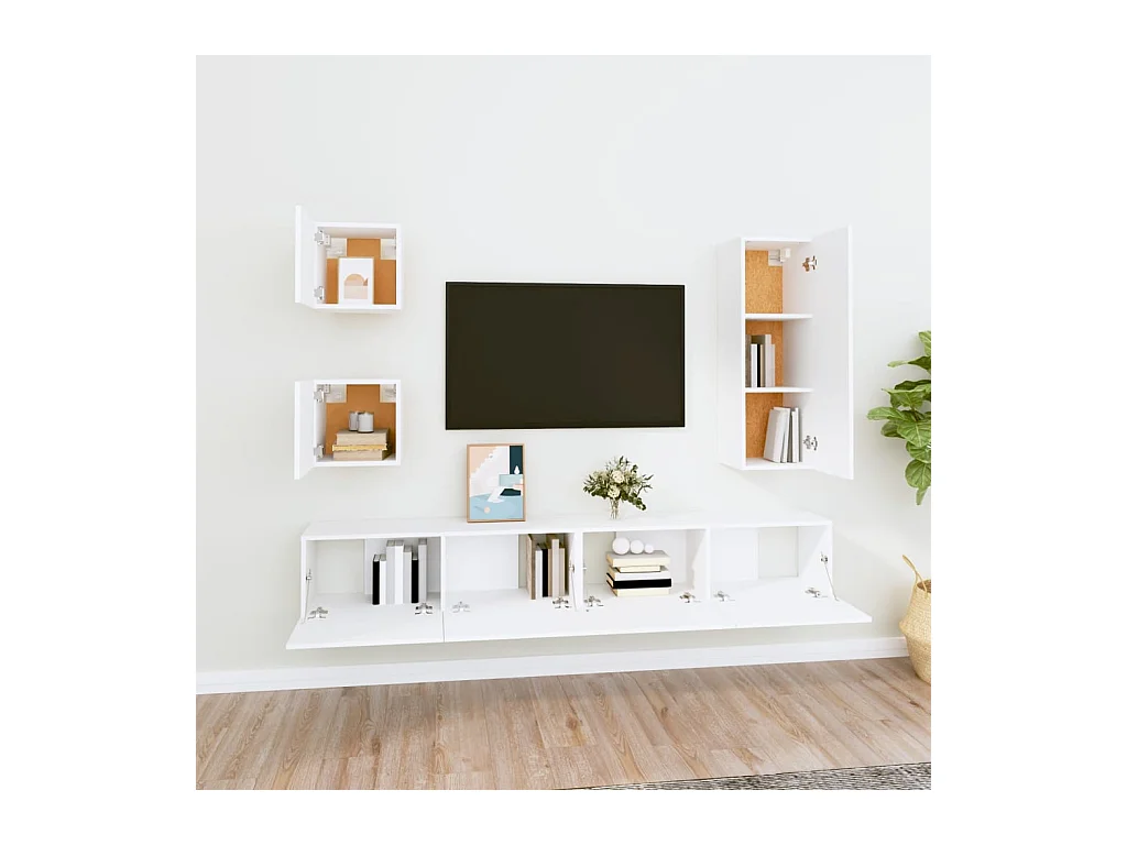 Garden Furniture -  Set de muebles para TV 5 piezas madera contrachapada blanco